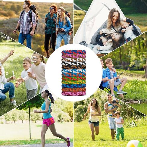 12 Pack Mosquito Repellent Bracelets, DEET-Free Natural Bands, PU Leather Insect & Bug Repellent Wrist Bands for Kids & Adults, Individually Wrapped in Kuwait