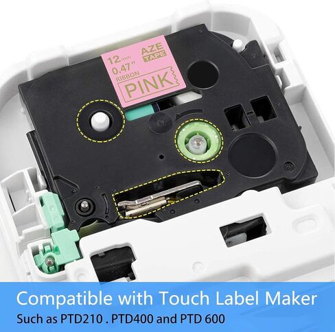 Compatible for Brother P-touch Embellish Black Print on Pink Satin Ribbon TZE RE31 12mm 1/2" (0.47 Inch) Label Tape Replacement for P-Touch PT-D215e PTD210 H110 D400AD Cube Label Makers, 2 Pack in Kuwait
