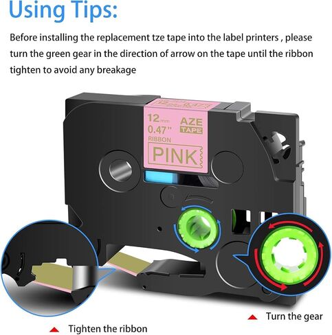 Compatible for Brother P-touch Embellish Black Print on Pink Satin Ribbon TZE RE31 12mm 1/2" (0.47 Inch) Label Tape Replacement for P-Touch PT-D215e PTD210 H110 D400AD Cube Label Makers, 2 Pack in Kuwait