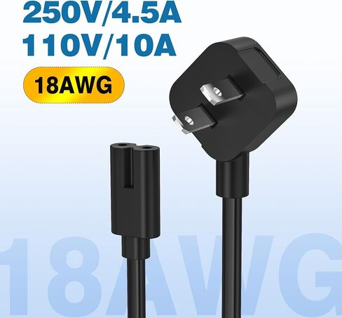 Agvee 10ft TV Power Cord ، 90 درجة زاوية LEGLED LEG مدرج على شكل 2 درجة AC كابل IEC C7 C8 متوافق مع Samsung LG Sony Insignia Apple TV LED LED ، Vizio Roku JBL Partbox ، Black in Kuwait