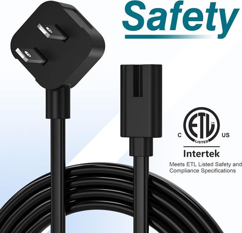 Agvee 10ft TV Power Cord ، 90 درجة زاوية LEGLED LEG مدرج على شكل 2 درجة AC كابل IEC C7 C8 متوافق مع Samsung LG Sony Insignia Apple TV LED LED ، Vizio Roku JBL Partbox ، Black in Kuwait