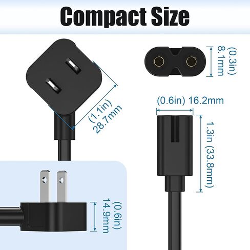 Agvee 10ft TV Power Cord ، 90 درجة زاوية LEGLED LEG مدرج على شكل 2 درجة AC كابل IEC C7 C8 متوافق مع Samsung LG Sony Insignia Apple TV LED LED ، Vizio Roku JBL Partbox ، Black in Kuwait