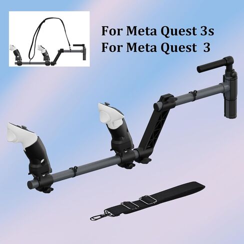 VR Gun Stock for Meta Quest 3S, Compatible with VR Meta Quest 3 Controller Grips, VR Shooting Game Accessories Quest 3S Magnetic Rifle with Shoulder Straps, Enhance Real Feeling (Black) in Saudi Arabia