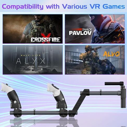 VR Gun Stock for Meta Quest 3S, Compatible with VR Meta Quest 3 Controller Grips, VR Shooting Game Accessories Quest 3S Magnetic Rifle with Shoulder Straps, Enhance Real Feeling (Black) in Saudi Arabia