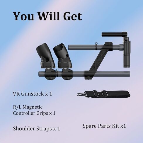 VR Gun Stock for Meta Quest 3S, Compatible with VR Meta Quest 3 Controller Grips, VR Shooting Game Accessories Quest 3S Magnetic Rifle with Shoulder Straps, Enhance Real Feeling (Black) in Saudi Arabia