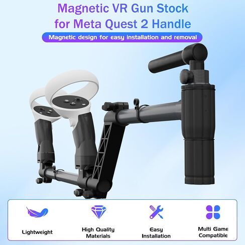 yipuvr vr gun stock متوافق مع VR meta Quest 2 Controller Grips ، VR اطلاق النار إكسسوارات Quest 2 بندقية مغناطيسية لتعزيز الشعور الحقيقي واستقرار التحكم (أسود) in Kuwait