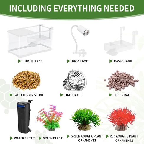 (Tank + Light + Filter + Filter Balls) طقم خزان السلحفاة ، طقم Starter Tartle ، الصرف السفلي ، مناطق متعددة الوظائف للسلاحف ، سرطان البحر ، الأسماك ، البرمائيات ، الزواحف. (15.75 × 8.64 × 8.64 بوصة) in Saudi Arabia