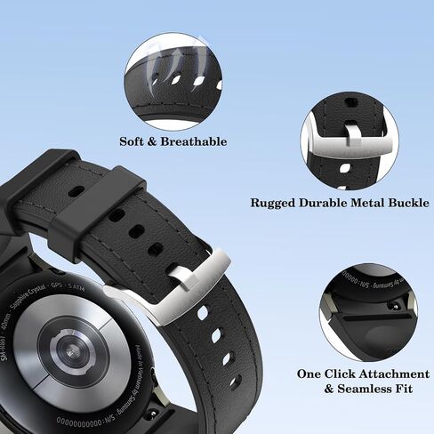 فرقة جلدية متوافقة مع Samsung Galaxy Watch 7 6 5 4 Fe 40mm 44mm نطاقات ، 20 مم No Gap Soft Strap Watch 6 Classic 47mm 47mm 5 Pro 45mm 4 Classic 42mm 46mm للرجال للرجال in Kuwait