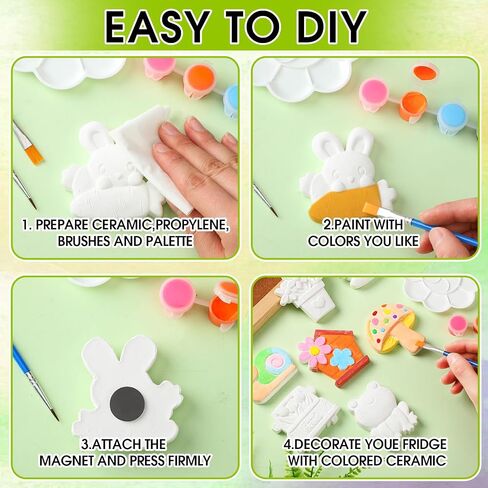 WinnerWhy 24 Set DIY Spring Garden Ceramic Crafts Kit Paint Your Own Figurines Ready to Paint Bisque Figurines Crafts Arts with 24 Magnets 4 Brushes and 2 Palette Ceramic Painting Kit for Adults in Saudi Arabia