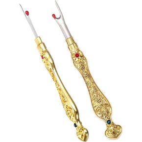 2Pcs Metal Seam Rippers, European Vintage Carved Handle Stitch Ripper, Sharp Seam Ripper Tool for Sewing with Storage Cases, Durable and Handy Crafting Removing Threads Tools (red Copper)
