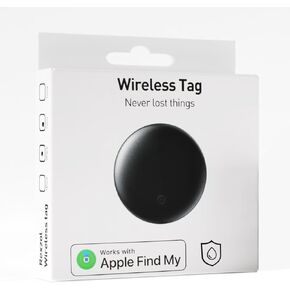 IP68 Waterproof Air Tag Alternative, Smart Tag Key Finder Works with Find My (iOS Only), Bluetooth Tracker, Finder Locator for Keys, Luggage, Backpack, Wallet (Black, 4 Pack)