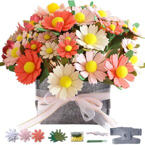 Bazima DIY Felt Flower Art Craft Kit ، DIY Felt Daisy Bouquet Kit ، 30 Daisy ، Hombors Floral ، Kit Beginner Craft ، recling pre-cut foy fore and poice (Mint Green) in Kuwait