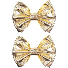 Baby Girls Hair Bow Clip Candy Color Bronzing Alligator Bow Hair Clip Hair Accessories for Little Girls Kids Toddlers ZFJ40 (Silver) in Kuwait