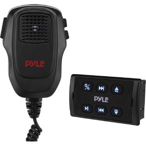 Pyle Marine Bluetooth Receiver and Audio Controller Kit, Wireless Bluetooth Adapter for Stereo with IPX6 Mic, AUX/USB Input, Audio Transmitter and Receiver for Boats, UTVs, and ATVs, 3.8"x2.2"x1.9"