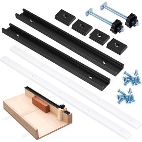 26Pcs Table Saw Crosscut Sled Kit, Table Saw Sled Set with 2 Aluminum T-Track, 2 UHMW Miter Bars, Knob and Bolt, Screws for DIY Woodworking (Blue)