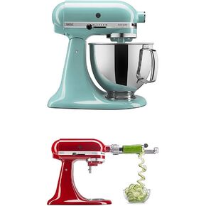 KitchenAid Artisan Series 5-Qt. Stand Mixer- Contour Silver and Spiralizer Attachment