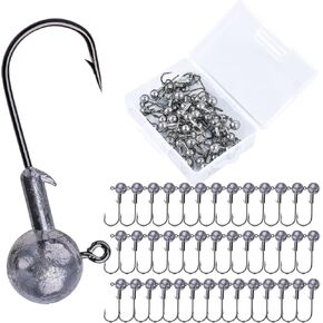 Goture Round Jig Head ، Head Jig Head Hooks for Freshwater Saltwater Fishing و Swimbait Jig Heads with Fishing Box for Trout Bass Fishing و Crappie Pro Jig Heads