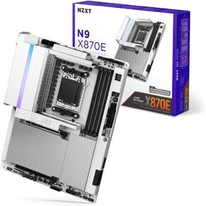 NZXT N9 X870E - AMD X870E AM5 ATX Gaming Motherboard for Ryzen 9000/8000/7000-20+2+1, DDR5, 4X M.2, PCIe 5.0, Wi-Fi 7, 5GbE, USB 4 – M.2 Quick-Release Latches, Full-Metal Cover, White PCB