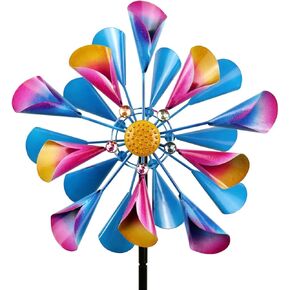 360 Degrees Metal Swivel Classical Wind Spinner Willow Leaves for Patio Lawn Outdoor Yard Lawn Garden