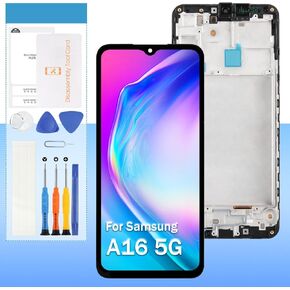 Screen Replacement for Samsung Galaxy A16 5G SM-A166B SM-A166P SM-A166E 6.7“ Incell LCD Display Touch Digitizer Glass Assembly - Black with Frame - Tools