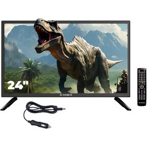12V 24-Inch RV Camper TV – HD LED Screen, AC/DC Power, HDMI & USB Inputs, Compact Off-Grid Television for Campers, Trucks, Vans, and Travel – Wall Mountable, Remote Included