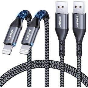 USB-A إلى كبل البرق 1 قدمًا ، 2Pack [MFI Certified] USB إلى كابل البرق للسيارة ، وقصير شاحن iPhone Sharger Cord مضفر مع iPhone 14/13/12/11 Pro Max Mini XS XR 8 Plus 10 SE IPad