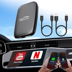 Wireless Carplay and Android Auto Adapter for Factory Wired to Wire Less CarPlay Dongle Cars for iPhone/Android,Upgraded 2024 Carplay Wireless Adapter Supports Netflix、YouTube、TF Card Plug and Play