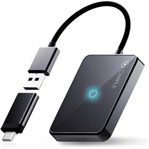 Wireless Carplay Adapter with Web App and OTA Updates, Convert Wired to Wireless CarPlay for Seamless Connectivity, Easy Installation in Any Vehicle, USB&USB-C/Type-C, Stable & No Delay