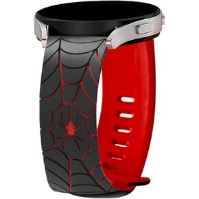 Spider Web Pattern Silicone Watch Band, 20mm, Compatible with Samsung Galaxy Watch 7/FE/6/5/4, Black and Red