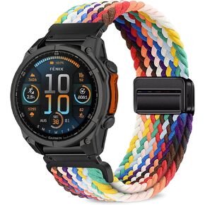 Quickfit 26 مم نطاقات الساعات المضفرة المغناطيسية متوافقة مع Garmin Tactix 8 51mm/Fenix ​​8 51 Mm/7x Pro/7x/6x Pro/6x ، حزام نايلون سبورت للبديل لـ Enduro 3/Descent Mk3i/غريزة 2x