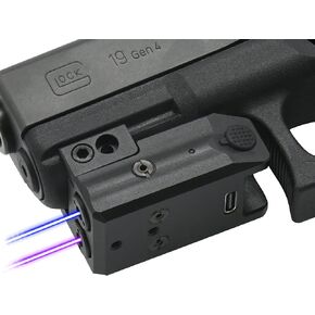 HiLight - Tactical P3PB - Dual (Blue, Purple) Laser with Military-Grade Aluminum & Rechargeable USB Battery - Extension Picatinny Rail Mount Light & Dual Laser Class of IIIA, 5mW