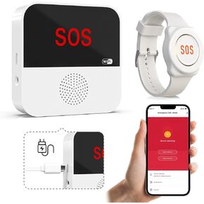 WIFI WIFI RESTERGIVER CARGIVER PAGER CALL CALL زر التنبيه الطارئ تنبيه النظام التنبيه لكبار السن تعطيل المريض كبار السن 1 زر الساعة 1 المتلقي (يدعم فقط 2.4 جيجا هرتز Wi-Fi)