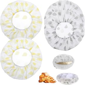 4Pcs Reusable Bowl Covers for Bread Proofing, Adjustable Elastic Bowl Covers for Food Fruit Salad 5-15 inches Diameter Jar Mouth(Gray+Apricot)