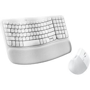 Logitech Wave Keys for Mac + Lift Vertical Mouse for Mac, Wireless Ergonomic Keyboard and Mouse Combo, Cushioned Palm Rest, Bluetooth, Optimized for macOS/iPadOS/MacBook/iMac/iPad - Off White