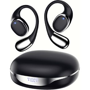 Open Ear Headphones Earbuds Wireless 5.3 Bluetooth Ear Buds with LED Display IP55 Waterproof, Wireless Headphones Touch Control Sport Earbuds for Running, Cycling, Hiking, Gym