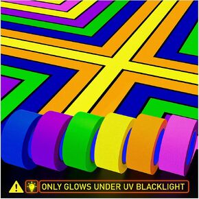 Economical 6-Pack Neon Gaffer Tape – Premium UV Blacklight Reactive Glow in The Dark Tape, Best Glow for Parties, Dance Floors, Theaters, DIY Projects – Durable, Residue-Free, Multi-Color