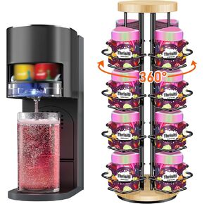 Pod Holder Compatible with Ninja Thirsti Pods, 16 Flavor Organizer for Ninja Thirsty Drink System, 360° Turntable 4-Tier for Ninja Thirsti Flavor Water Drops Organizer (1 Piece)