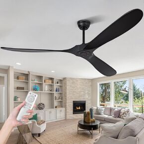 QWO 72 Inch White Ceiling Fans Without Lights, 72" Large Outdoor Fans For Patios Ceiling No Light, Rustic 3 Blade Quiet Wood Exterior Ceiling Fan With Remote Control, Smart Big Dc Ceiling Fan Outside
