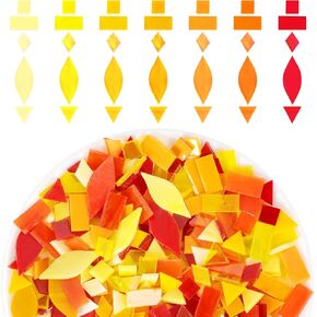 Mosaic Glass Pieces Tiles for Adults: LATIIZ 320Pcs Rainbow Color Mixed 5 Shapes Stained Glass Bulk for Beginner Artist - Mosaics Kit for Making Art Project Craft DIY Lamp Vase Coaster Stepping Stone