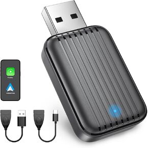 محول CarPlay اللاسلكي لـ Apple Android Auto: 2-in-1 Play Adapter تحويل سلكي إلى Wireless 2025 تم ترقيته-Dongle Carplay Mini Mini