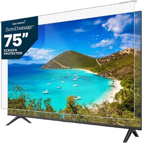 ZeroDamage Anti-Blue Light 75" TV Screen Protector: Scratch-Resistant, Eliminates Hazardous UV Spectrum, Defends Against Flying Objects, Preserves High-Definition Clarity, Effortless Installation, (ZD-TV-AB-75)