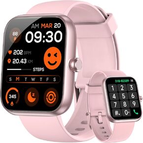 Smart Watch for Men Women, Alexa Built-in Fitness Tracker with Call Function & 1.83" HD Touchscreen, Heart Rate/Sleep Monitor, 100 Sport Modes, IP68 Waterproof, iOS Android Compatible
