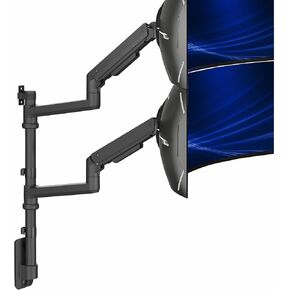 VIVO Pneumatic Arm Dual Ultrawide Monitor Wall Mount for Up to 49 inch Screens, Holds 2 Ultra Wides Up to 33.5 lbs Each, Black, MOUNT-V120K
