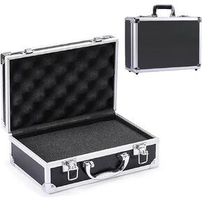 Aluminum Briefcase with Lock，Portable Locking Storage Case，Metal Hard Shell Case with Foam for Craftsman Tools Parts Cameras Cash Travel and Accessories (11.5X8.1X3.5in)