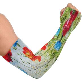 Dussdil Spring Poppies Cornflowers Gardening Arm Sleeves Red Flowers Field Farm UV Sun Protection Cooling Arm Sleeves for Garden Farm Women Men with Thumb Hole