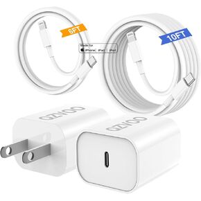 (3/6/6/10ft)iPhone Charger Fast Charging, for iPhone 14 13 12 Fast Charger,20W USB C Wall Charger with Type C to Lightning Cord,iPhone Fast Charging Cable for iPhone 13/14/12 Pro Max Plus/11,iPad-4Pcs