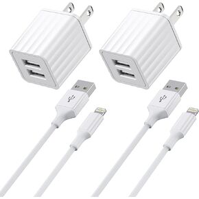 iPhone Charger,[Apple MFi Certified] Fast iPhone Charger 2PACK 6FT Lightning Cable Cord Fast Charging Dual 2 Port Plug USB Wall Charger Compatible with iPhone 14 13 12 11 Pro Max XS XR X 8 Plus 7 iPad