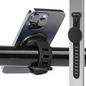 Stroller Phone Holder, Steering Wheel Phone Mount with Adjustable Strap,Fit for Gym, Stroller, Wrist, Shopping Cart, Exercise Bikes, Magnetic Adapter for Magsafe iPhone and Android Smartphones