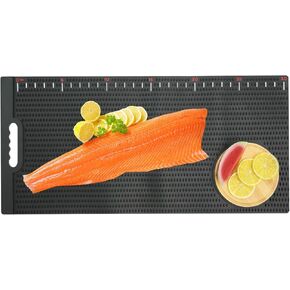 Fish Fillet Mat with Fish Cutting Board, Extra Large 33"x15.75", Non-Slip Fish Cleaning Mat with Measuring Scale, Portable Rollable Fish Fillet Board