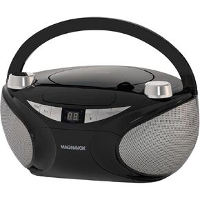 Magnavox MD6949 Portable Top Loading CD Boombox with AM/FM Stereo Radio and Bluetooth Wireless Technology in Black | CD-R/CD-RW Compatible | LED Display | (Black) (Renewed)